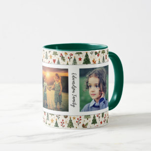 Taza Collage de fotos familiares lindas Feliz Navidad