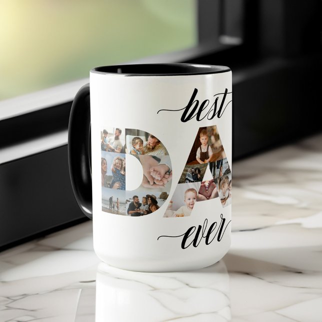 Taza Collage de fotos Mínimo Mejor Papá Que Nunca DAD 1 (Minimal Best Dad Ever DAD 18 Photo Collage Mug)