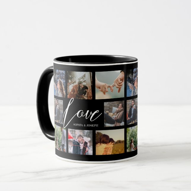 Taza Collage de fotos Modern Love 8 de Valentine pareja (Anverso izquierdo)