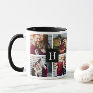 Taza Collage de fotos Monogramado moderno