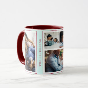 Taza Collage de fotos navideñas sencillas 5 menta borgo