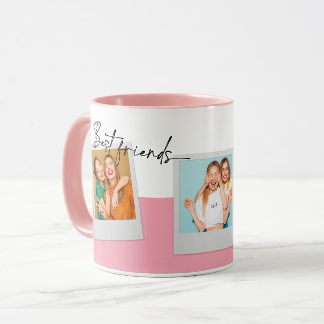 Taza Collage de fotos personalizado BFF Bestis Guión Ro (Anverso izquierdo)