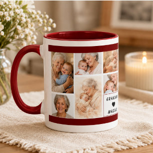 Taza Collage de fotos personalizado de la abuela Día