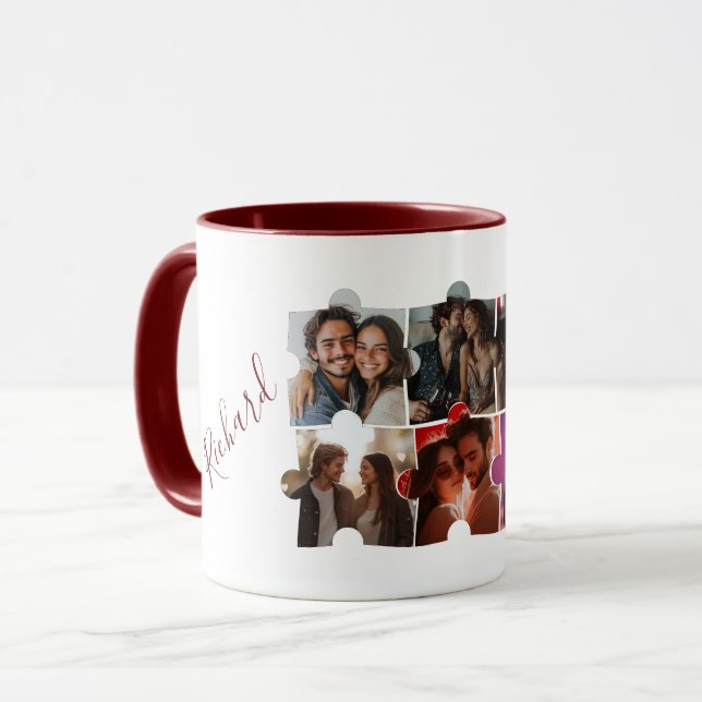 Taza Collage de fotos Personalizado de rompecabezas y n (Anverso izquierdo)