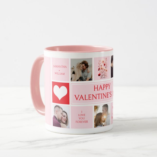 Taza Collage de fotos personalizado día de San Valentín (Anverso izquierdo)