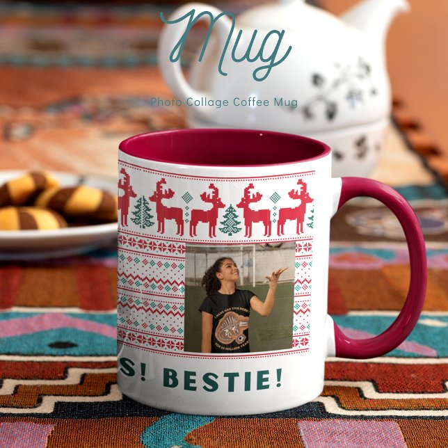 Taza Collage de fotos personalizado Feliz Navidad Festi (Subido por el creador)