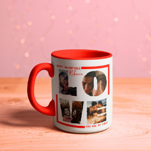 Taza Collage de fotos personalizado "LOVE" en estilo mo