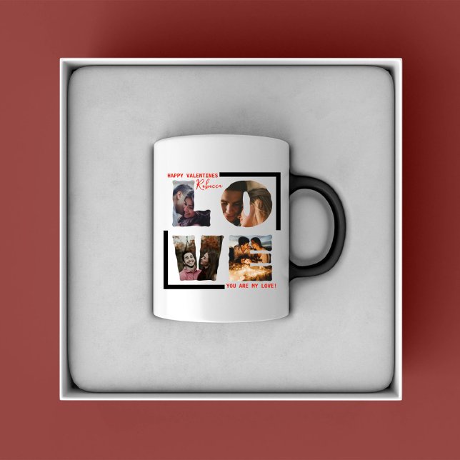 Taza Collage de fotos personalizado "LOVE" en negro mod (Subido por el creador)