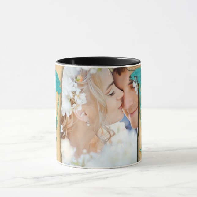 Taza Collage de fotos Vintage personalizado (Centro)
