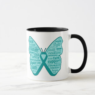 Taza Collage de la mariposa del cáncer ovárico de