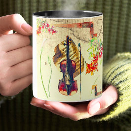 Taza Collage de las flores de violín de Boho con confir