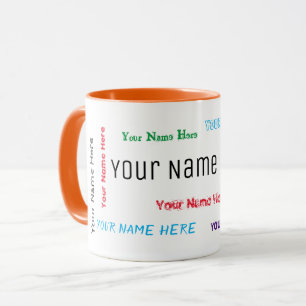 Taza collage de nombres de personalizable multicolor