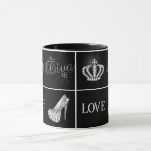 Taza Collage del amor del tacón alto de la corona de l
