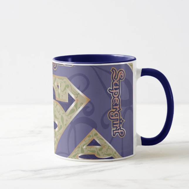 Taza Collage del logotipo de supergirl Fancy (Derecha)