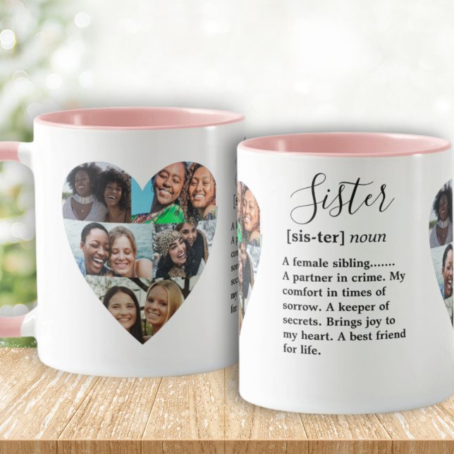 Taza Collage fotográfico de definición de hermana (Subido por el creador)
