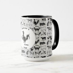 Taza Collage rústico de animales de granja de cosecha d