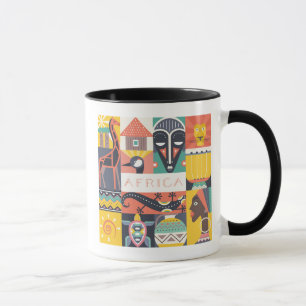 Taza Collage simbólico africano del arte