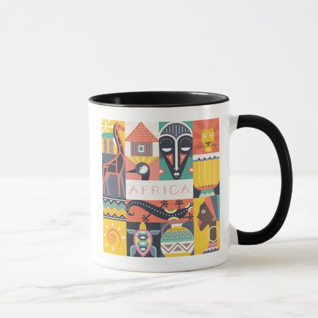 Taza Collage simbólico africano del arte (Derecha)