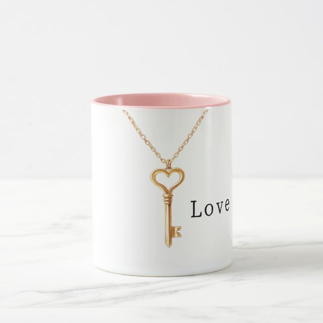 Taza Collar de Corazón con Cadena de Oro Amor (Centro)