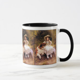 Taza Collie, chica y gato