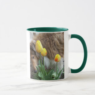 Taza Collie N Tulips Mug