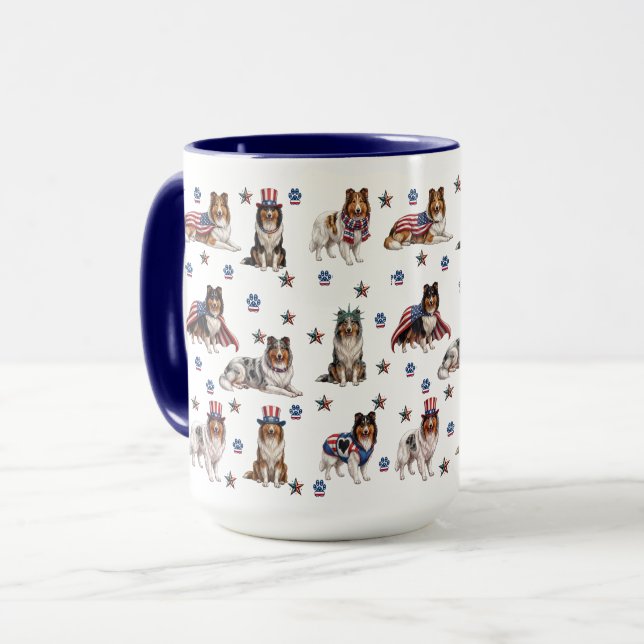 Taza Collies Rústicos Patrióticos (Anverso izquierdo)