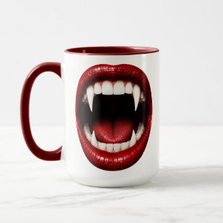 Taza Colmillos de vampiro Labios rojos Boca abierta Hal