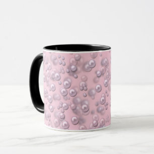 Taza Colocadores de perlas blanco-rosadas sobre terciop