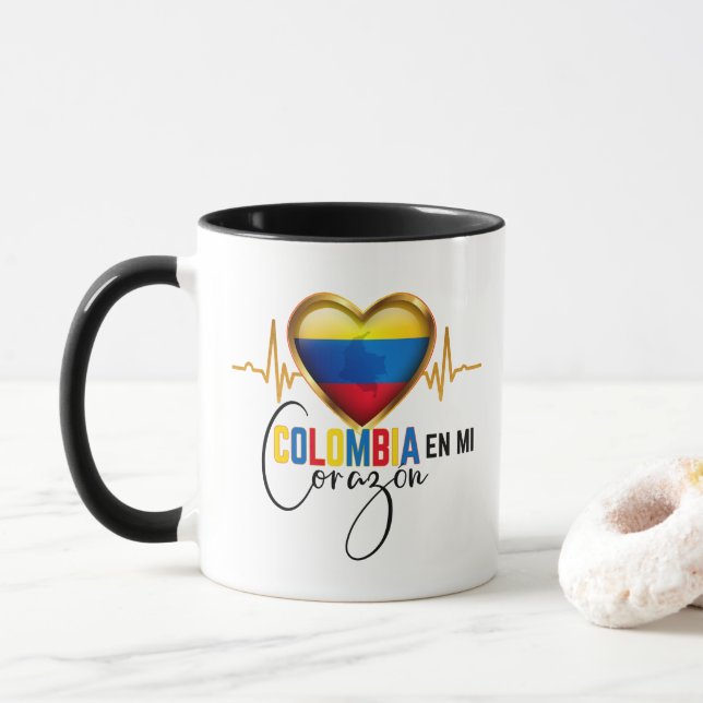 Taza Colombia en mi Corazón Orgullo Colombiano  (Con donut)