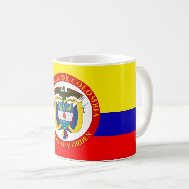 Taza colombiana del escudo de armas de la bandera (Anverso derecho)