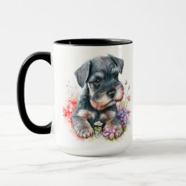 TAZA COLOR DE AGUA ADORABLE SCHNAUZER PERRO DE PUBRE