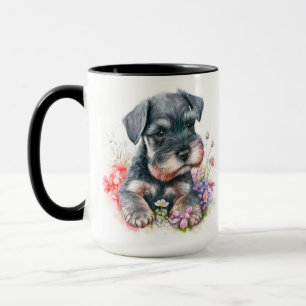 TAZA COLOR DE AGUA ADORABLE SCHNAUZER PERRO DE PUBRE