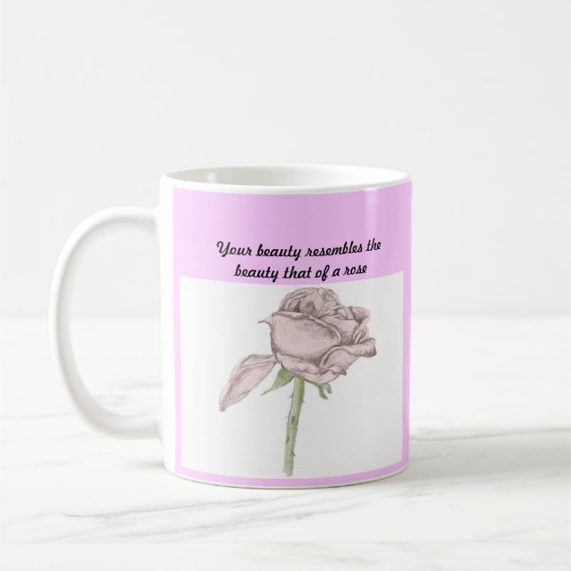 Taza color de rosa rosada (Izquierda)