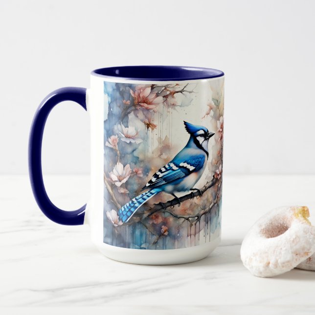 Taza Color del agua del cerezo de Jay azul (Con donut)