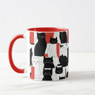 Taza Color del color del gato del gato rojo y negro Mug