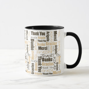 Taza Color del desierto Multilingüe Gracias Word Cloud