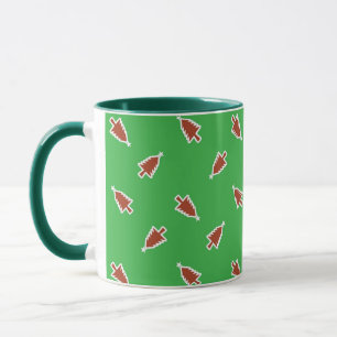 Taza Color verde de los árboles de navidad roja