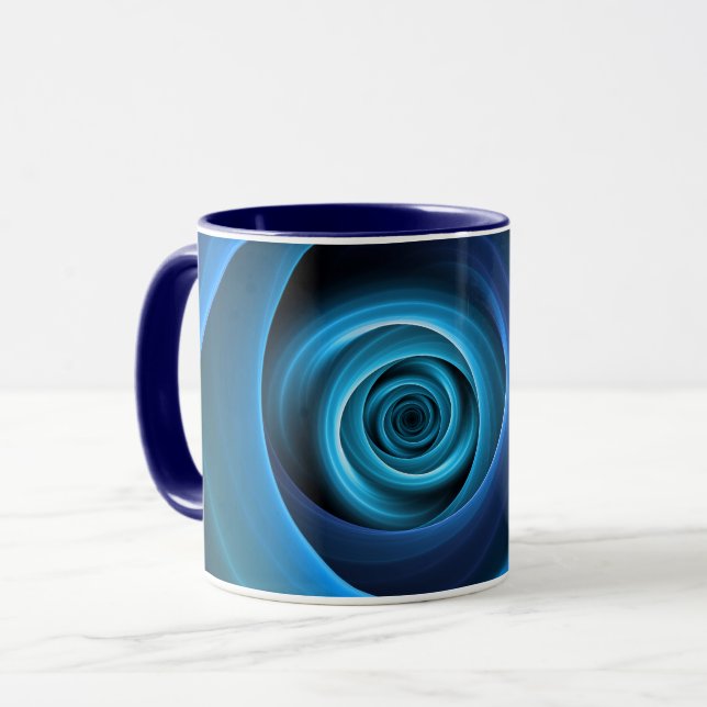 Taza Colores azules espirales 3D Resumen arte fractal m (Anverso izquierdo)
