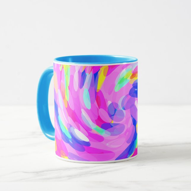 Taza Colores brillantes rosados giratorios alegres (Anverso izquierdo)