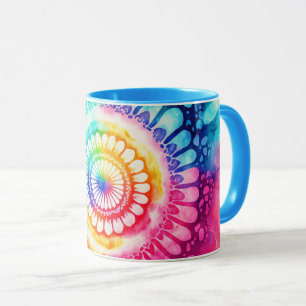 Taza Colores de arcoíris Tie Dye Retro Hippie Groovy