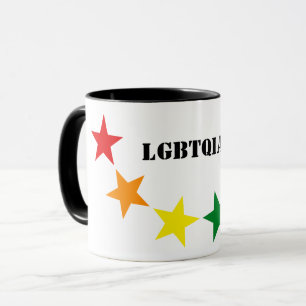 Taza COLORES DE LA BANDERA DEL ARCOÍRIS ESTRELLAS + tus