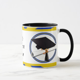 Taza Colores De La Escuela De Graduación Azul Y Oro (¡Z