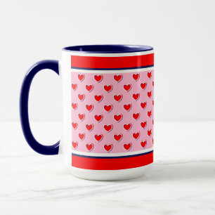 Taza Colores Hermosos Rojo, Rosa Y Azul Corazones Lindo