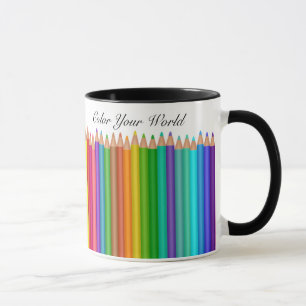 Taza Colores Pencillos 2 Áreas de texto Personalizar fr