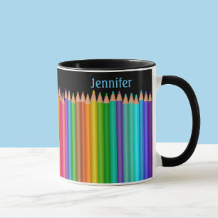 Taza Colores Pencillos 2 Áreas de texto Personalizar fr