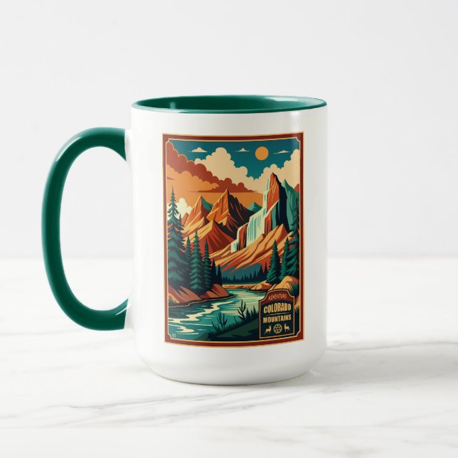 Taza Colores retro de las montañas de Colorado (Izquierda)