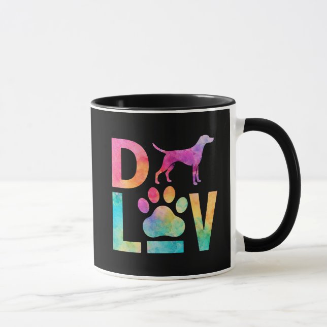 Taza Colorful Dog Love Paw Watercolor Art (Derecha)