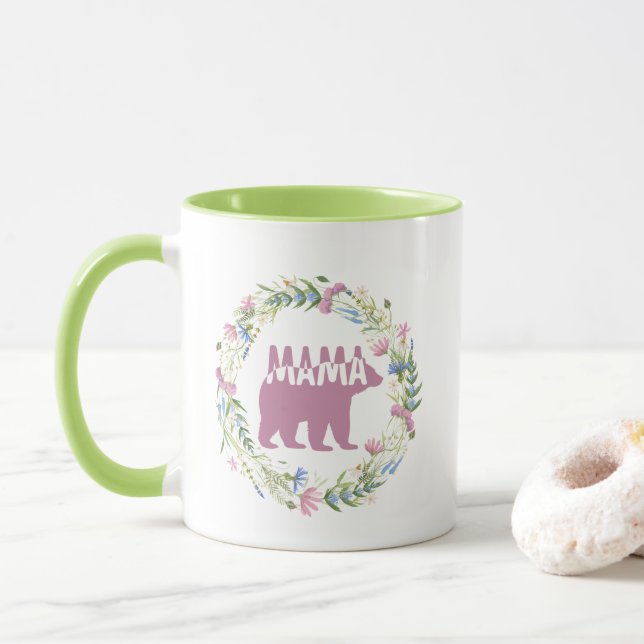 Taza Colorful Mama Bear Silhouette Art (Con donut)