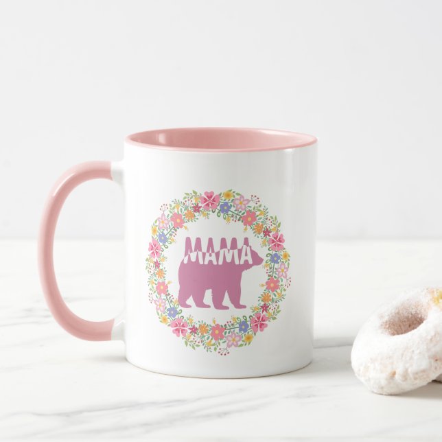 Taza Colorful Mama Bear Silhouette Art (Con donut)
