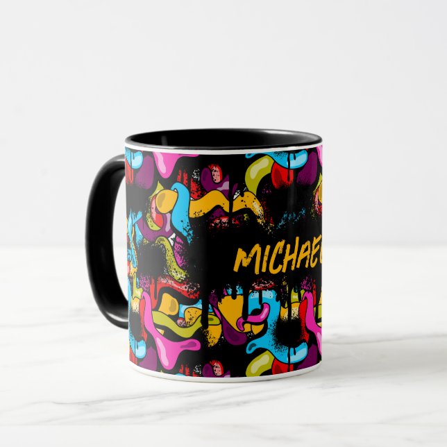 Taza Colorful Neon Graffiti Hip Hop Street Art (Anverso izquierdo)